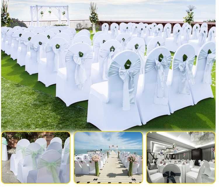 Pokrowiec na krzesło pokrowce uniwersalne białe wielorazowe G-489