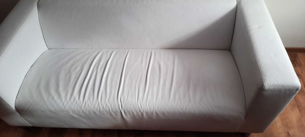 Kanapa sofa Ikea biała skóra