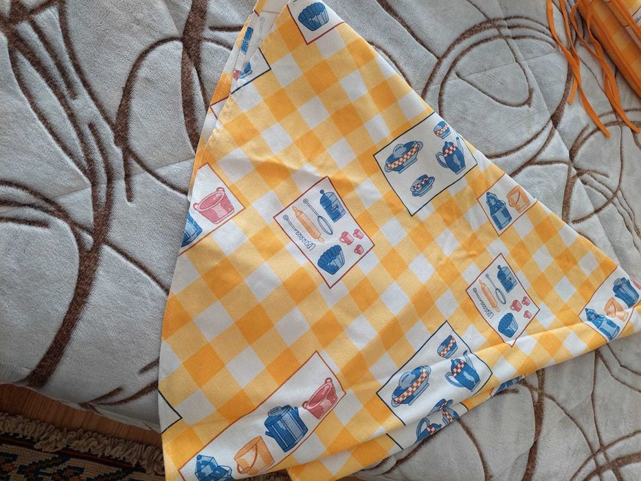 Têxteis de cozinha amarelo e azul