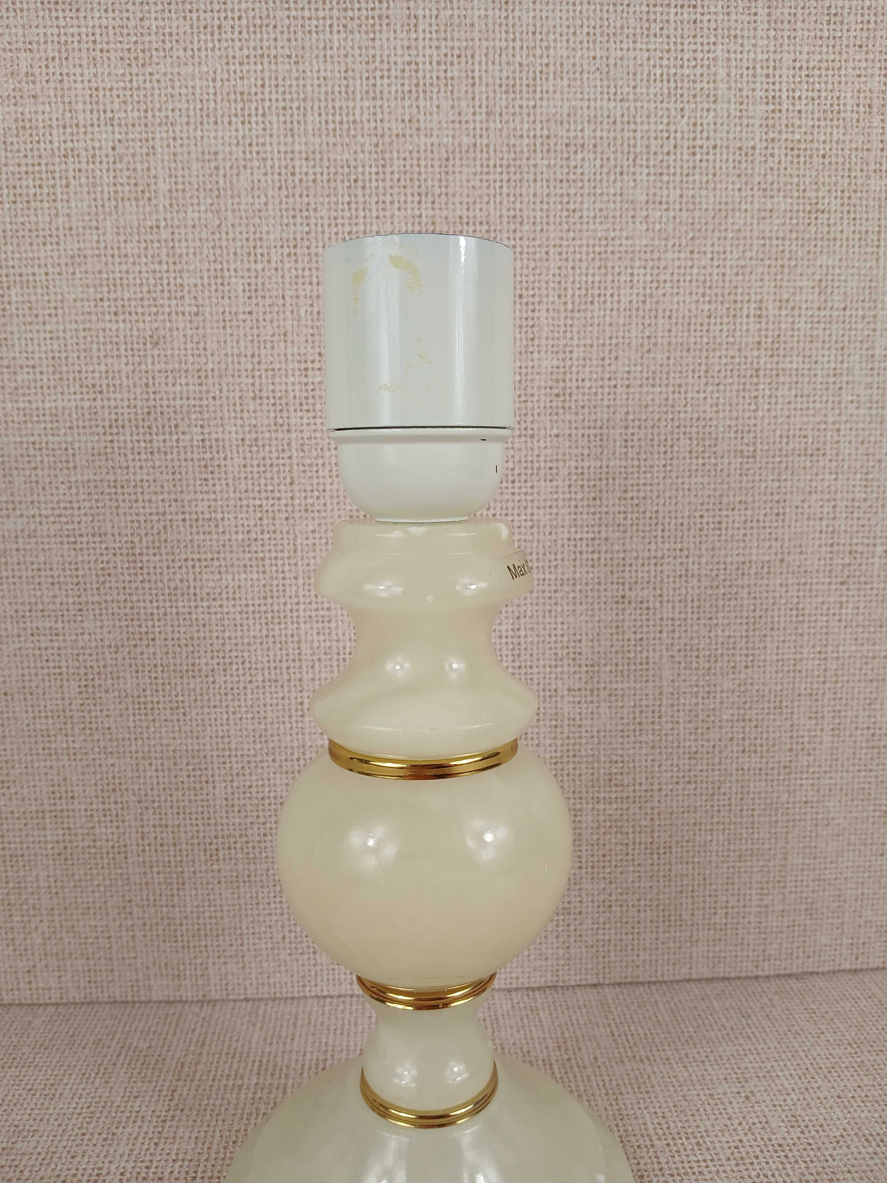 Lampka stołowa kamienna Biały onyks Lampka nocna Złocenia 22,5 cm