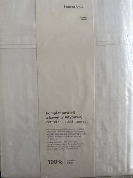 Komplet poscieli z bawelny satynowej Home and You, biala, 160x200
