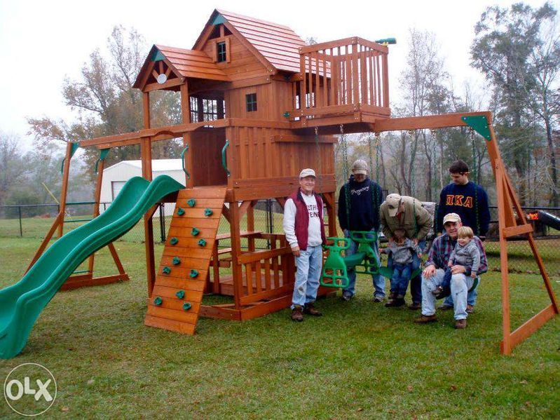 Plac Zabaw Ogrodowy Place Zabaw Drewniany huśtawka Domek Zjeżdżalnia