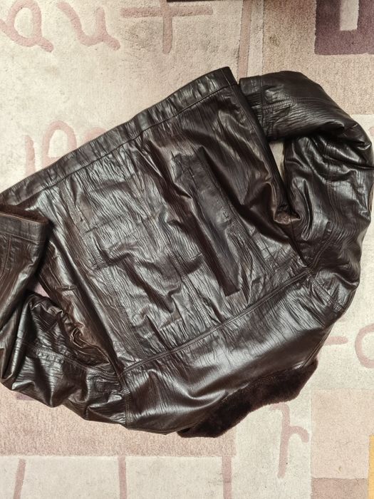 Стильна натуральна дублянка / куртка шкіряна / бомбер / піджак