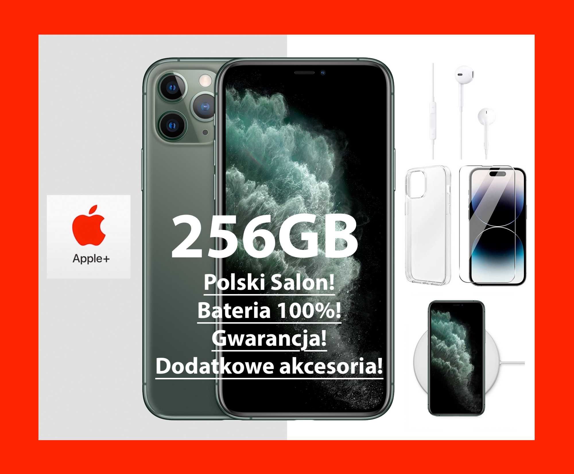 NOWY Apple iPhone 11 Pro 256GB BATERIA 100% PL GWAR+DODATKI! Folie!