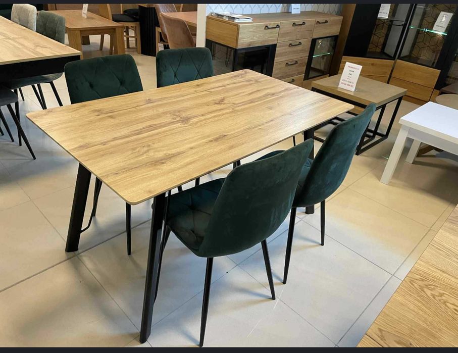 Stół z krzesłami stół +4 krzesła dębowy loft metalowe nogi