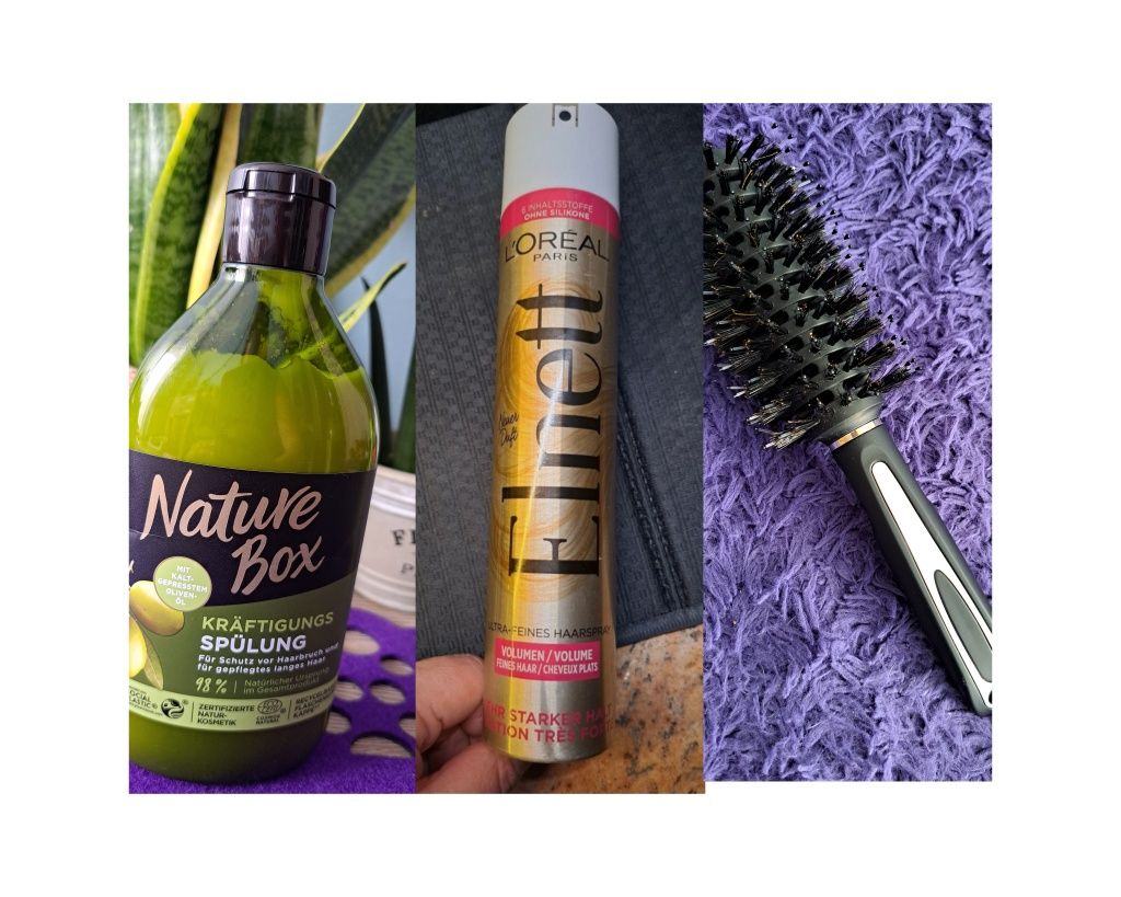 Zestaw-odżywka do włosów Nature Box+lakier do włosów Loreal+ gruba szc