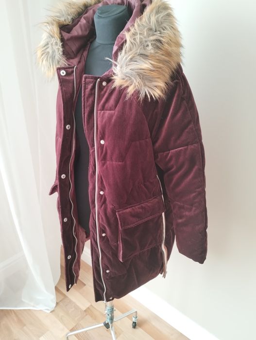 CROPP kurtka zimowa mięciutka aksamitna bardzo ciepła bordowa R 38 M