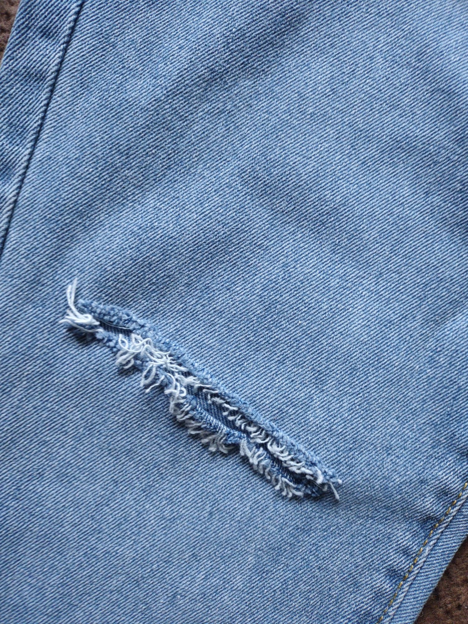 Jeansy mom fit jeans dziura przetarcie wysoki stan S 36