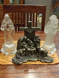 oltarz wraz figurkami swiecznik  stare szklo zabkowice