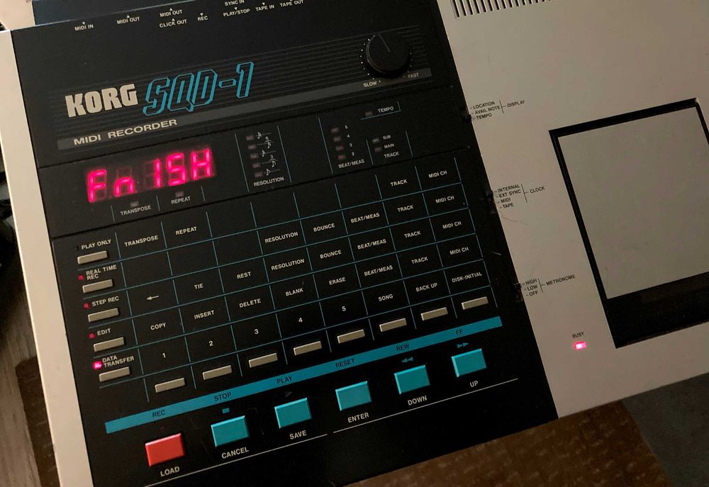 Korg SQD-1 sekwencer 1986, nowe przyciski +dyskietka quick disk Roland