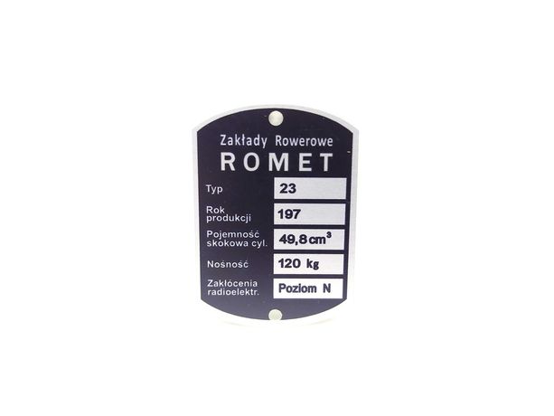 Tabliczka znamionowa Romet Komar 23