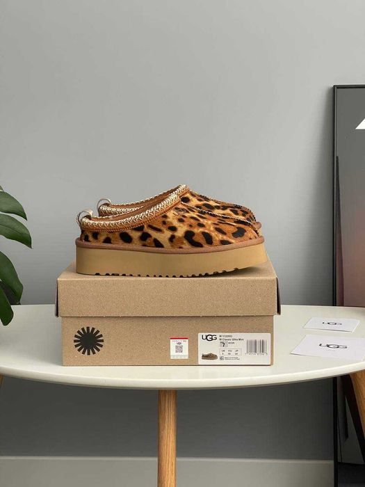 Женские тапочки UGG Tasman Platform Leopard 36-41 Натур Овчина! Топ