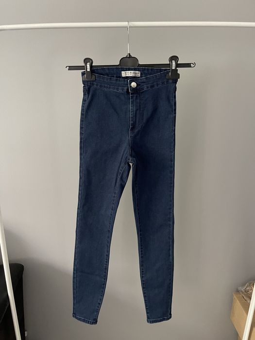 Granatowe jeansy skinny rurki z wysokim stanem xxs 32 primark denim co