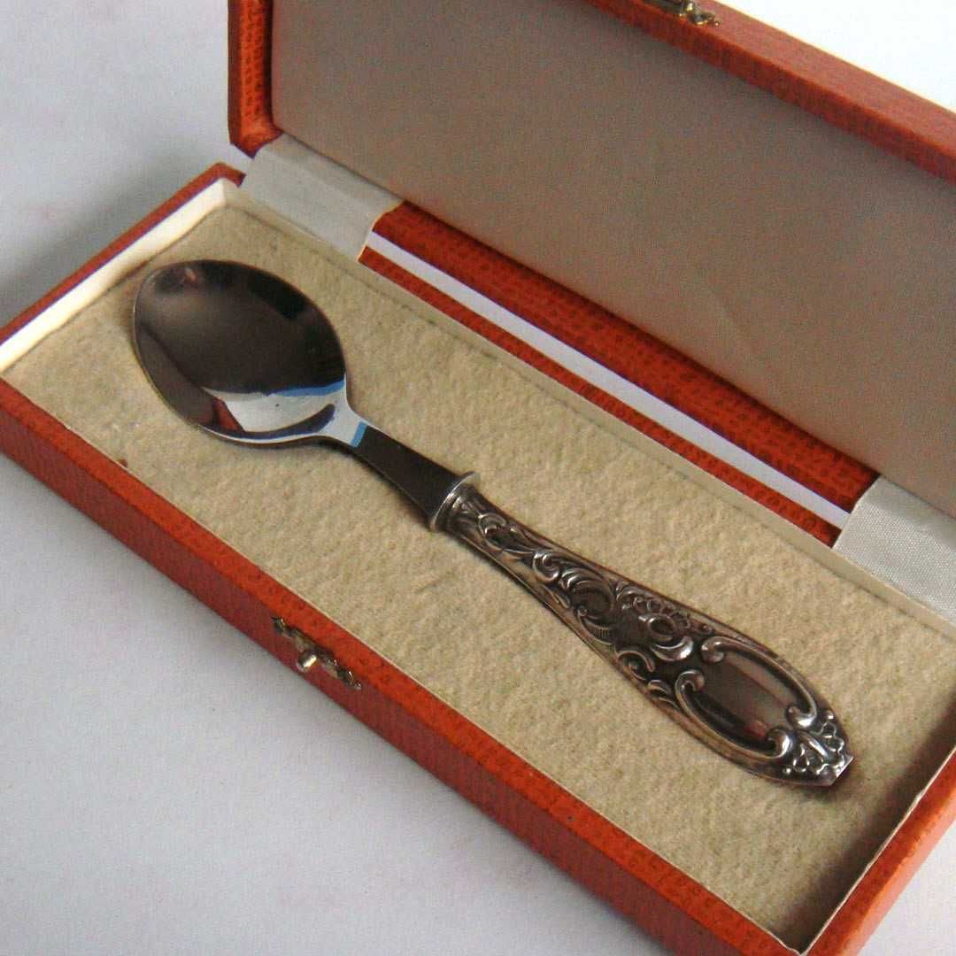 Colher de Criança em PRATA marca Águia em Estojo