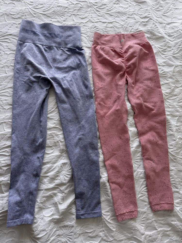 2 calças leggings s prozis cintura alta lilas cintura regular peach