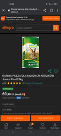 Karma, pasza dla królika hodowlanego, junior, piast, 3\4 worka 25kg