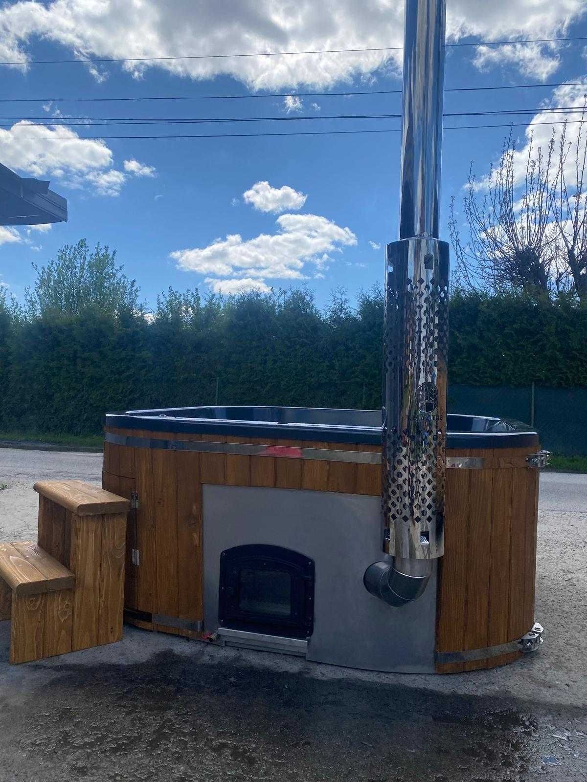 JACUZZI z piecem na drewno, hydromasaż, aeromasaż,kons.metalowa,LED