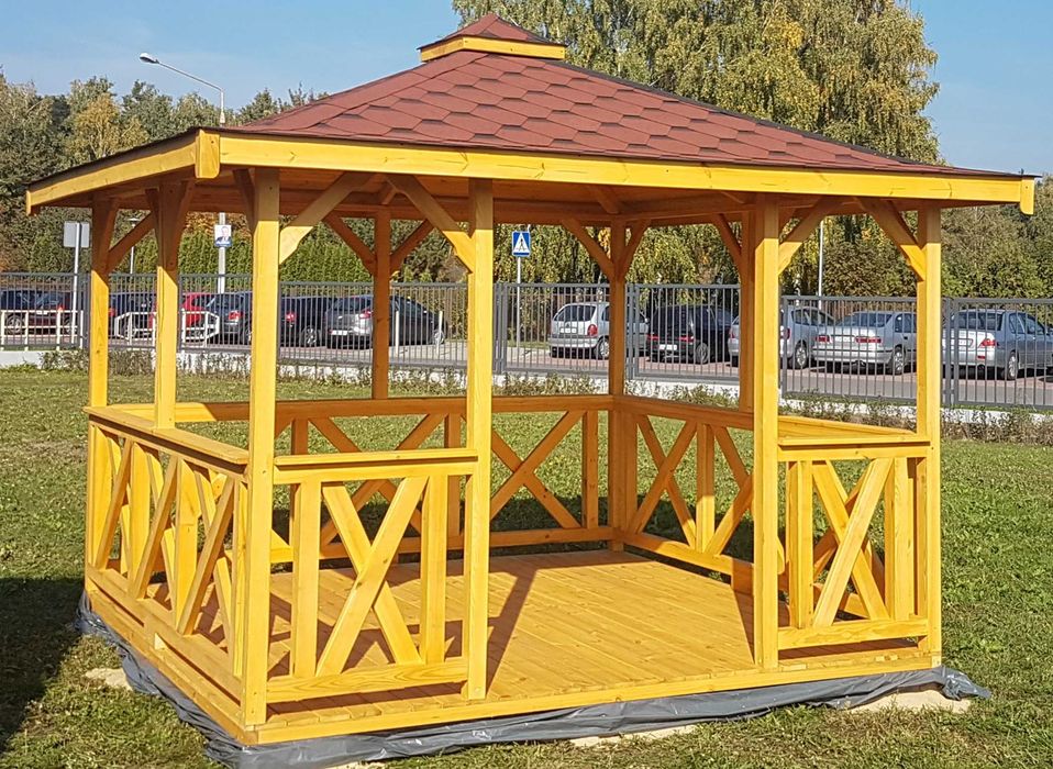 Altana drewniana z prusami 3x3 Pergola Altanka Taras Wiata domek ogród