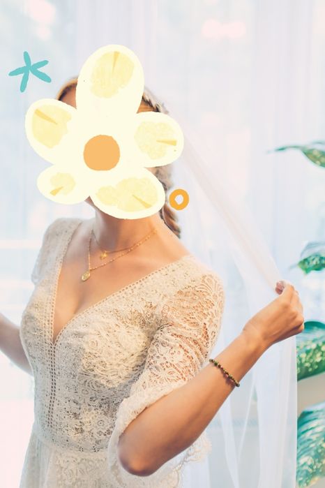 Suknia ślubna, rustykalna, koronkowa