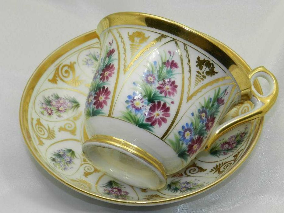 Kolekcjonerska wiekowa ręcznie malowana filiżanka  Francja XIXw.