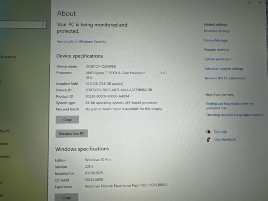 ПК Ryzen 3700X +32Gb/500Gb ssd