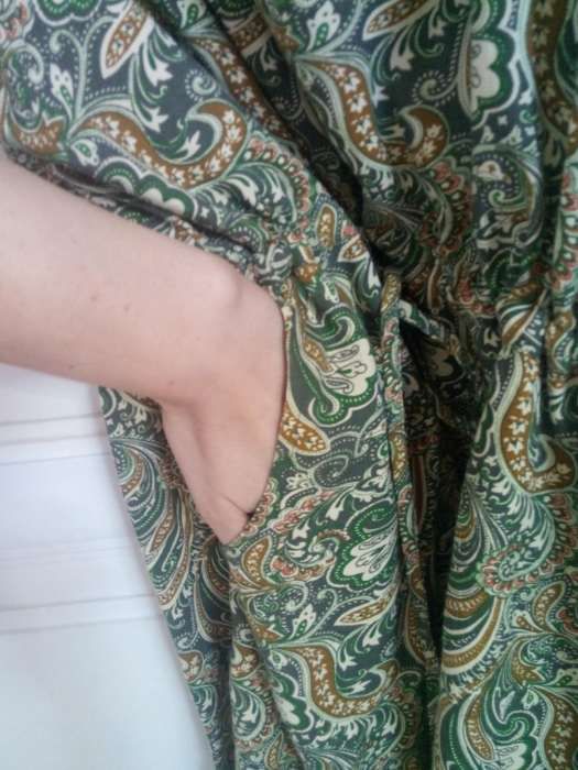 Vestido algodão tons verde e bege