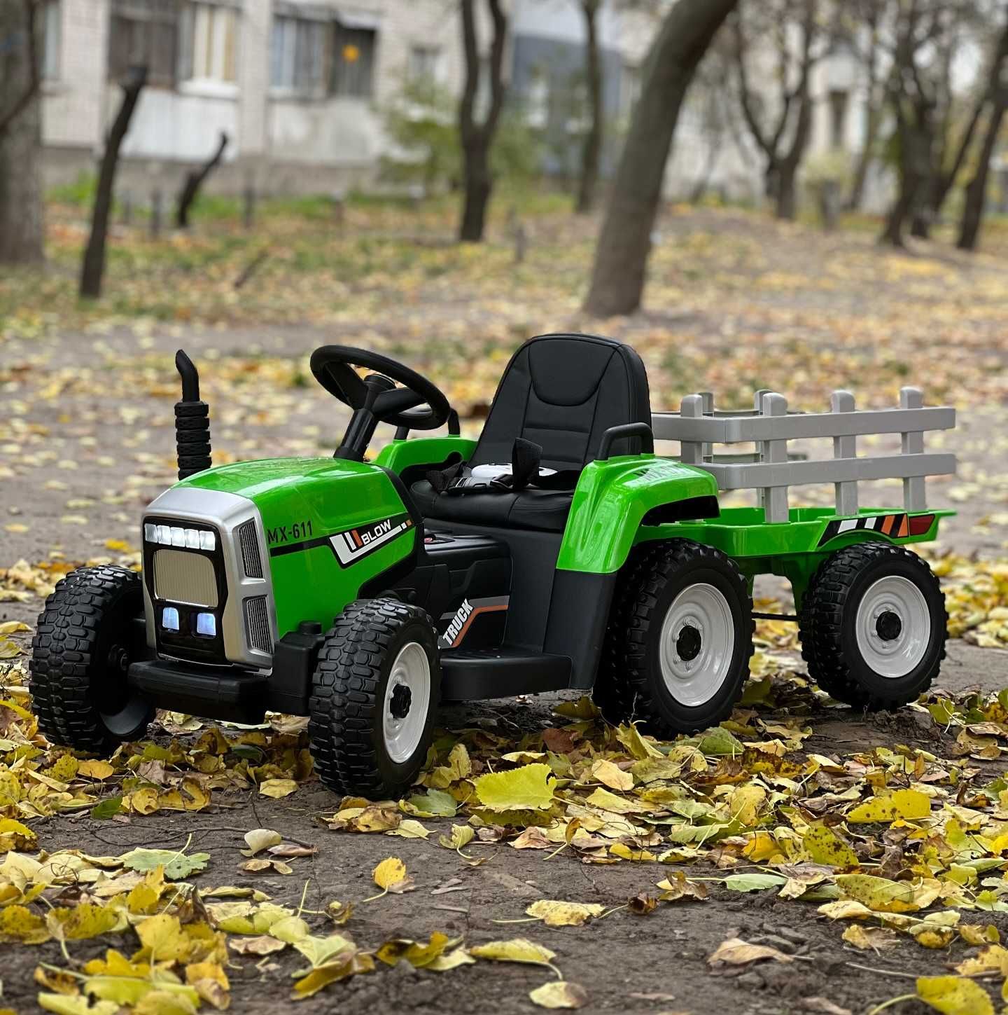 NOWY Traktorek na akumulator z przyczepką XMX-611 PILOT skóra mp3 pasy