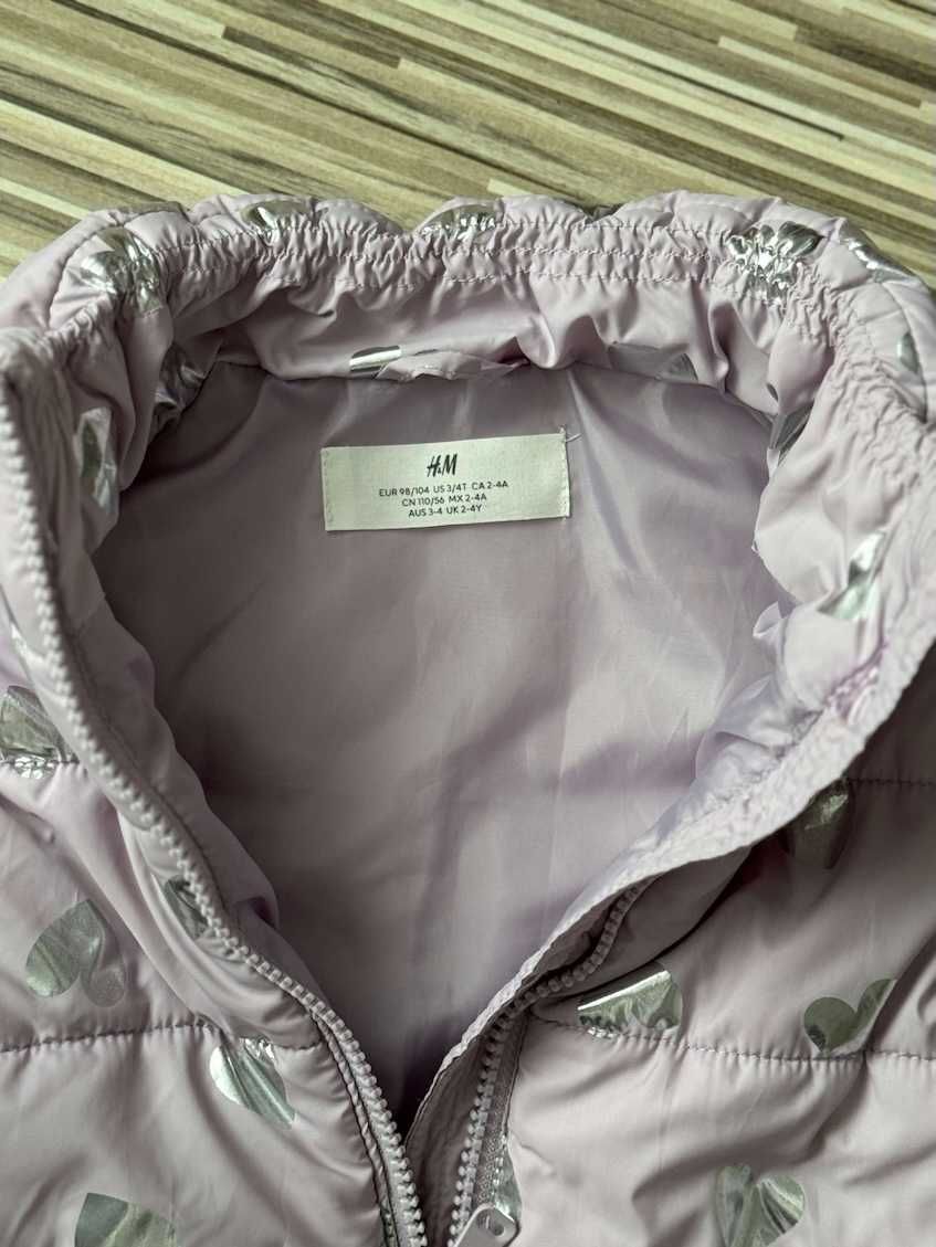 Różowa kamizelka dziewczęca marki H&M, rozm. 98/104