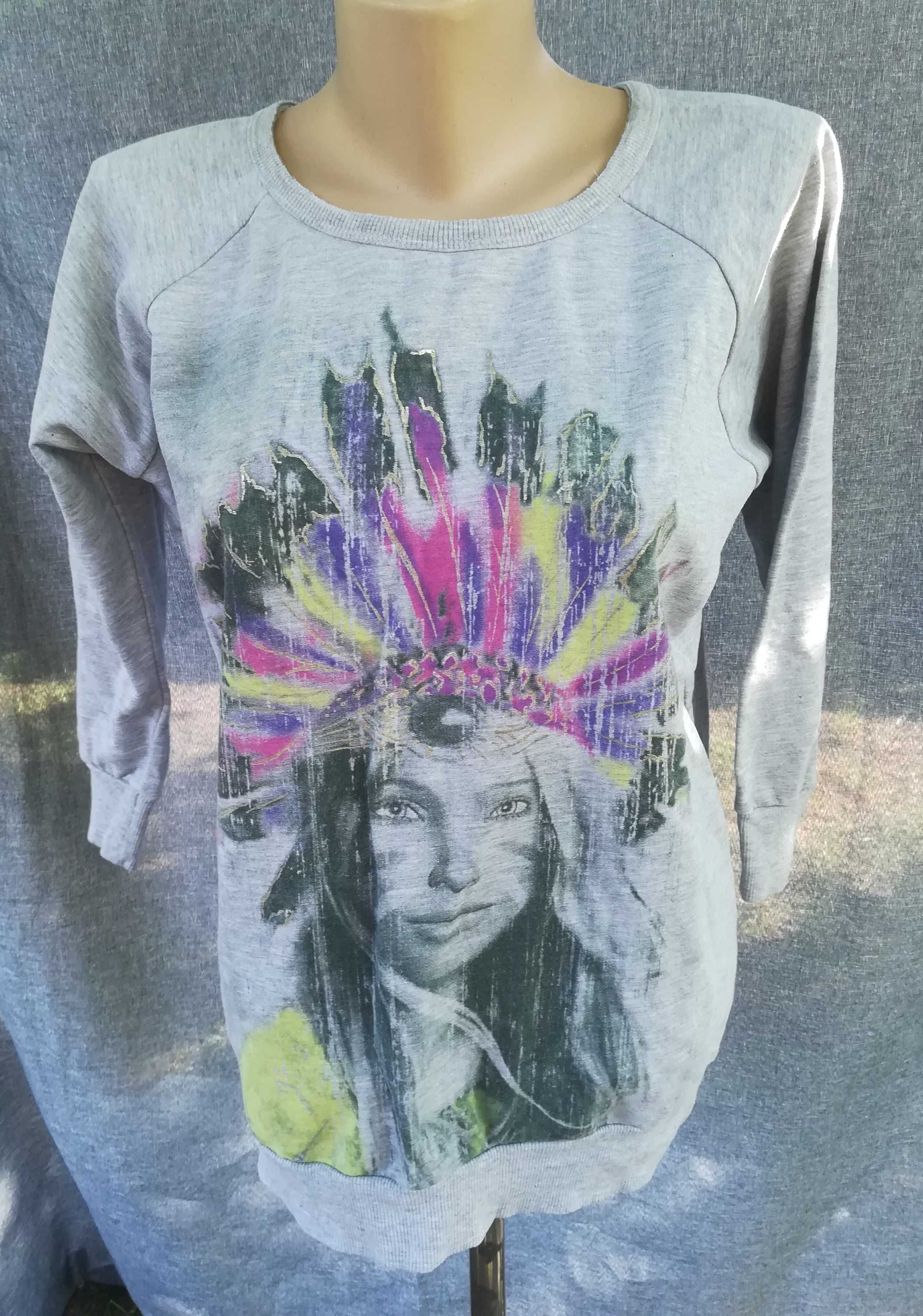 (99) szara młodzieżowa bluza, 158cm, Wyprzedaż po likwidacji sklepu SH
