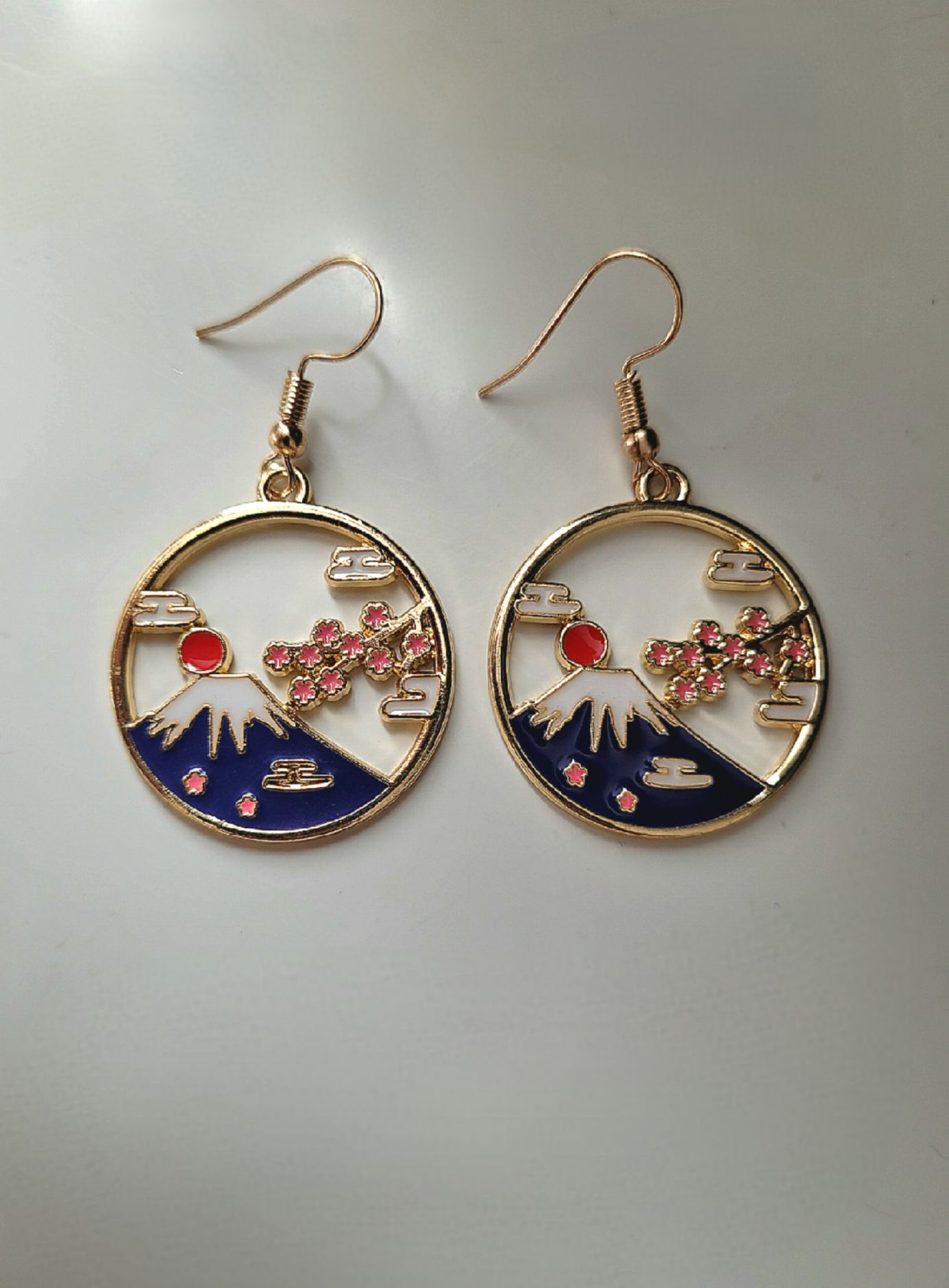 Kolczyki japoński koreański styl japan korean fuji kwiat wiśni
