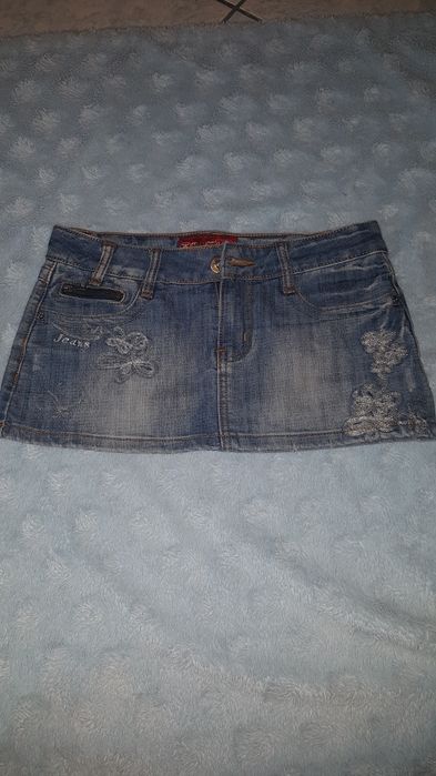 Miniówka spódniczka mini dzins i biala rozm. S