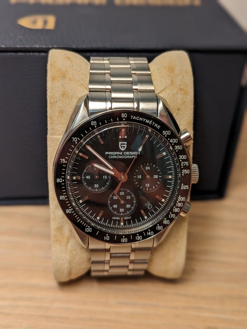 Pagani design seiko VK63 speedmaster em caixa vidro safira novo