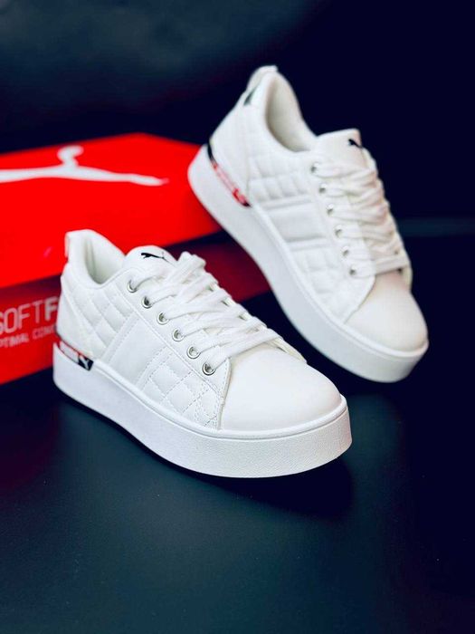 Женские осенние кроссовки пума белые натуральная кожа кросовки puma