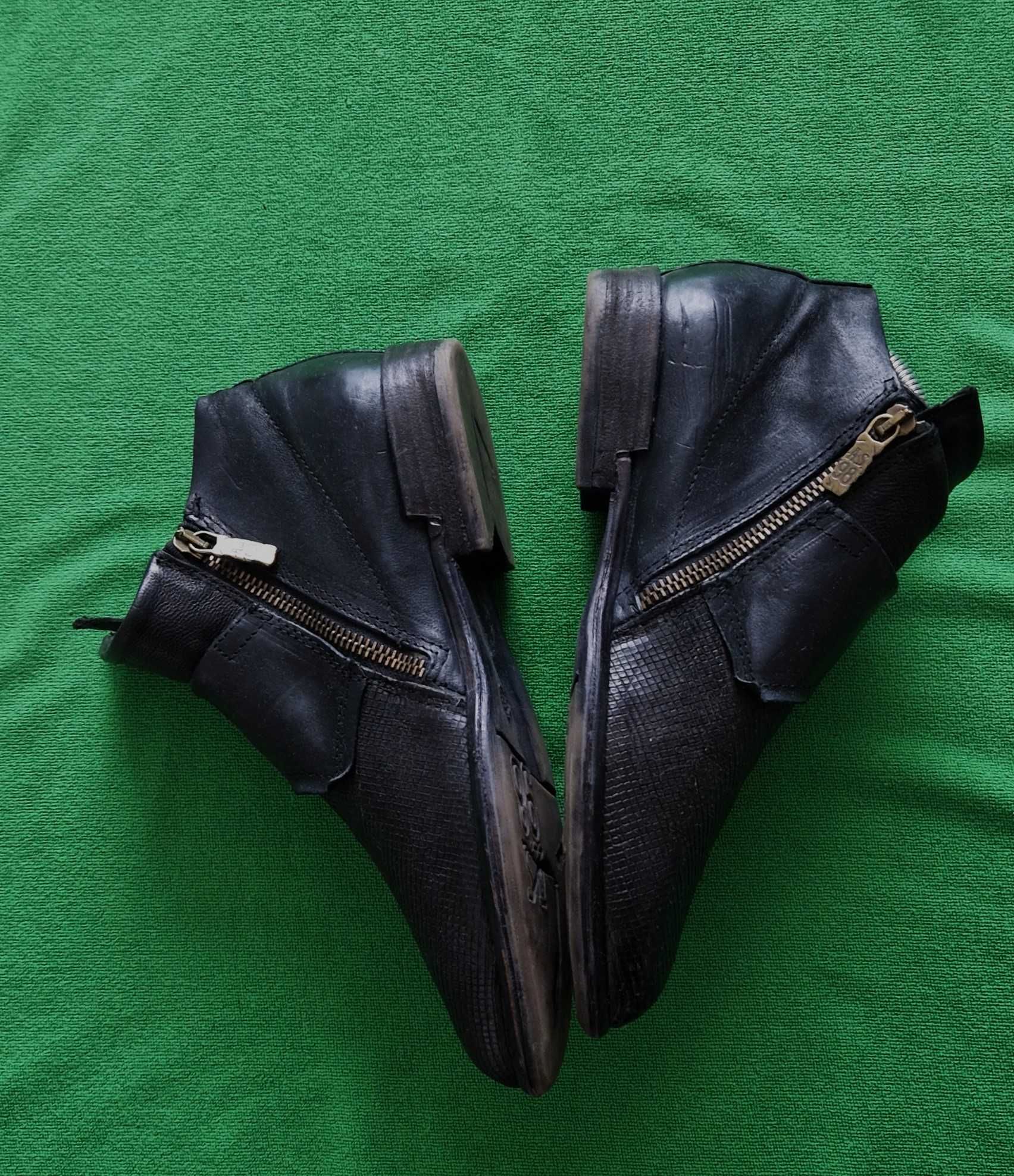 niskie botki designerskie skórzane skóra zip  38 modern styl cos AS 98