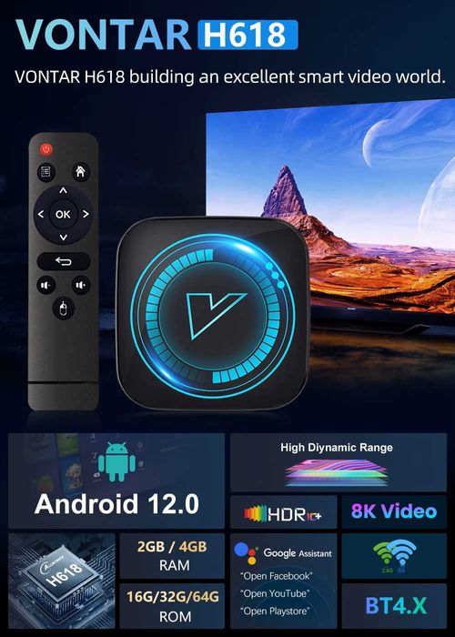Телевизионная приставка Transpeed, Android 12, Allwinner H618, 4/64Gb