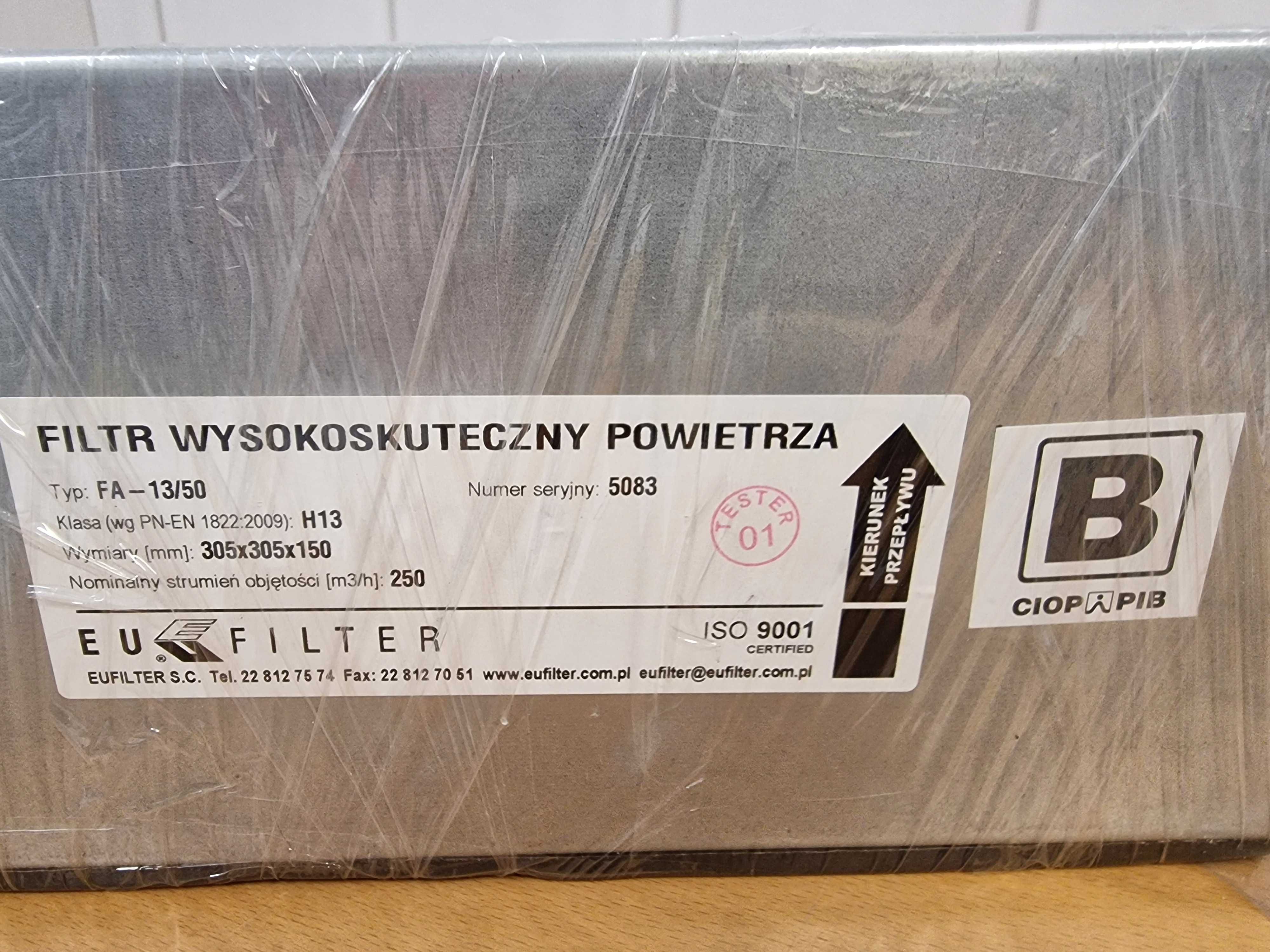 Filtr HEPA EUFILTER FA-13/50 wysokoskuteczny o wymiar 305x305x150 H13