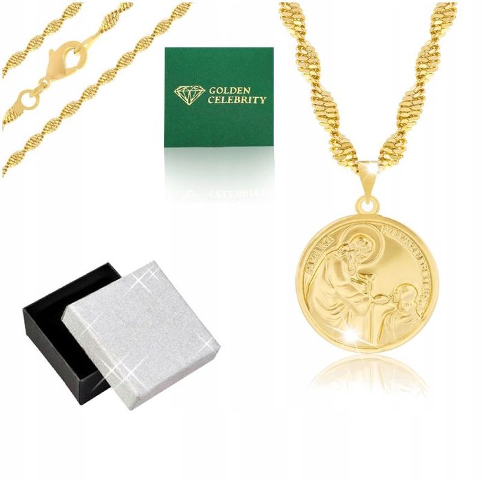 Piękny Złoty Damski Łańcuszek + Zawieszka Medalik 18k + Dedykacja Dla