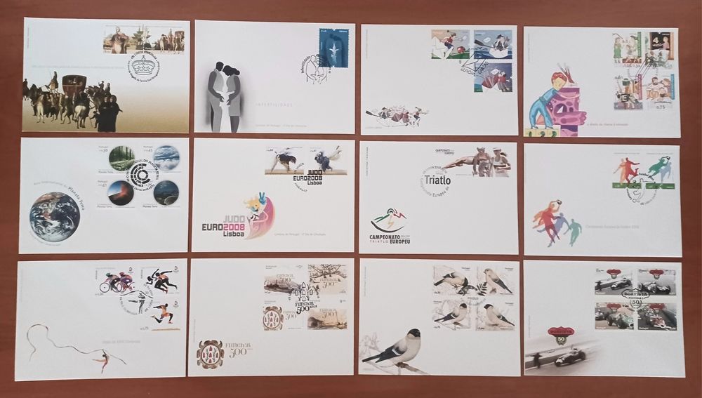 80 FDC - Envelopes com selos e carimbo (1° dia de circulação)