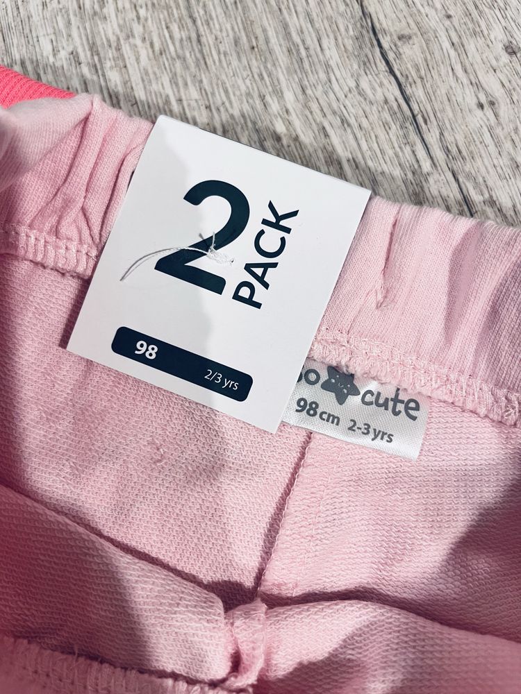 2 pack nowe spodnie dresy dla dziewczynki różowe 98