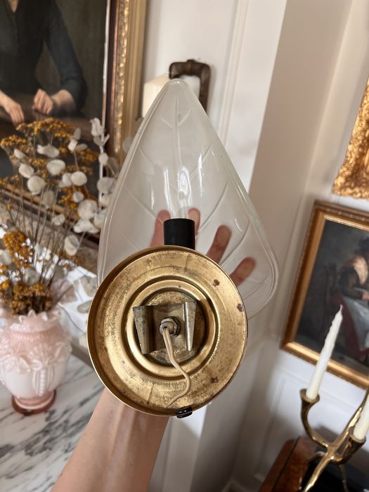 Kinkiet murano liść 1950 mosiądz szkło włoskie Włochy midcentury