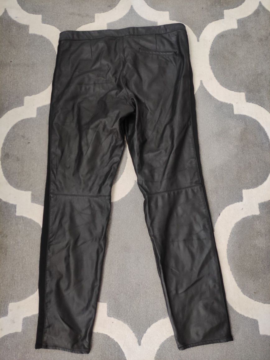 Spodnie damskie eko skóra dla puszystej elastyczne lampas H&M L 44 46