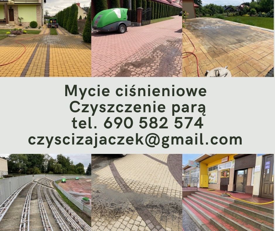 Mycie ciśnieniowe kostki brukowej, mycie elewacji, maszyn, hal….