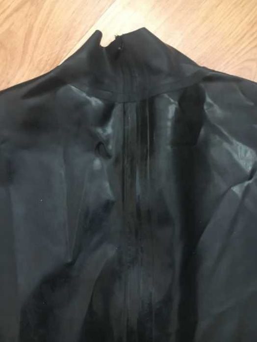 990/ Czarna Latex sukienka lateks 0,4 mm damska rozmiar XL długi rękaw