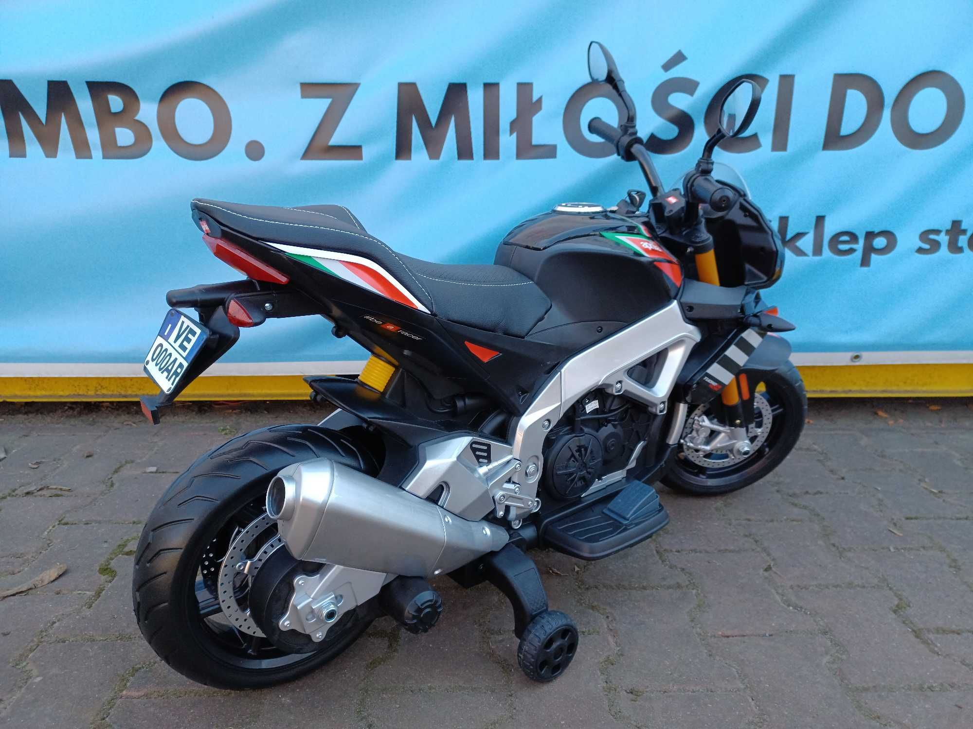 Nowy MOTOR Aprilia Tuono V4 Na Akumulator 12V dla dzieci do 25kg 2x45W