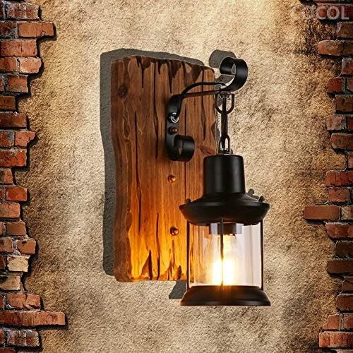 Retro drewniana lampa ścienna do korytarza COCOL