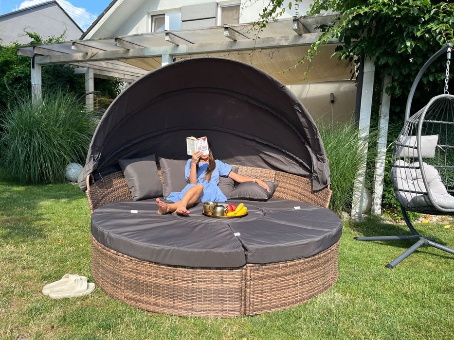 VENUS leżanka technorattan szary lub brąz leżak taras 210