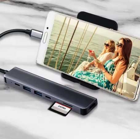 Hub USB 3,0/C koncentrator aluminiowy 5 w 1