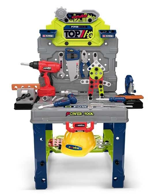 Warsztat dla dzieci warsztat stolik majsterkowicza kask narzędzia stół