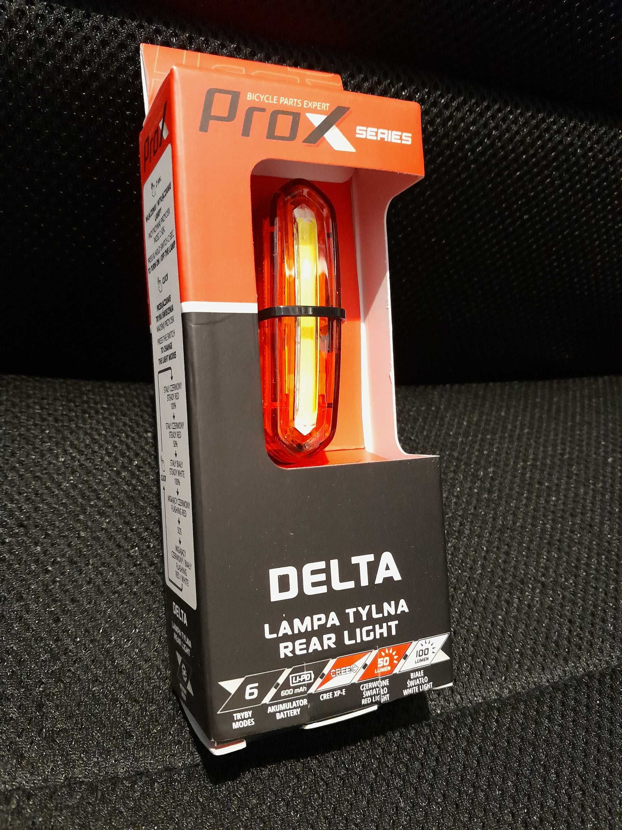 Nowa Lampa tył Prox DELTA cob 50lm USB 600mAh mocna