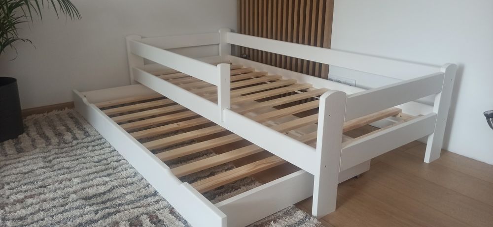 180x80 Łóżko dziecięce białe z szufladą na materac